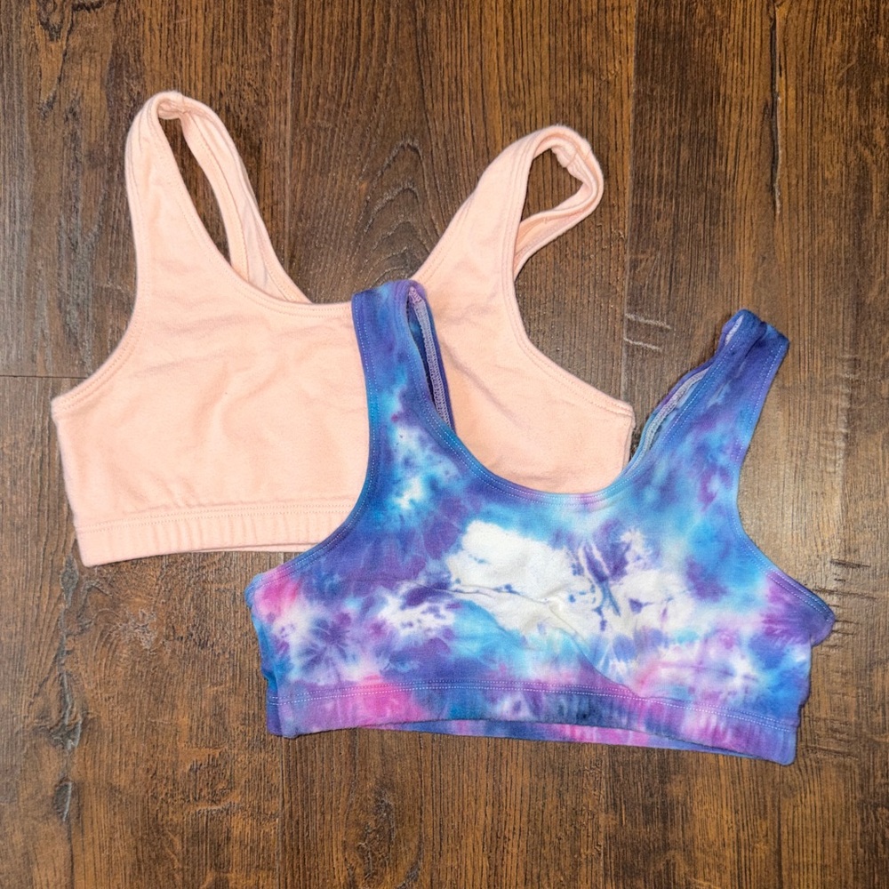 Wonder Nation Kids Sports Bras - Pink and Tie-Dye